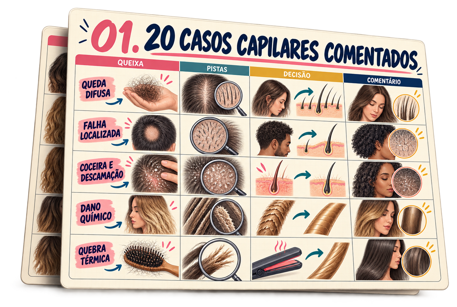 Mockup do Bônus 1 — 20 Casos Capilares Comentados
