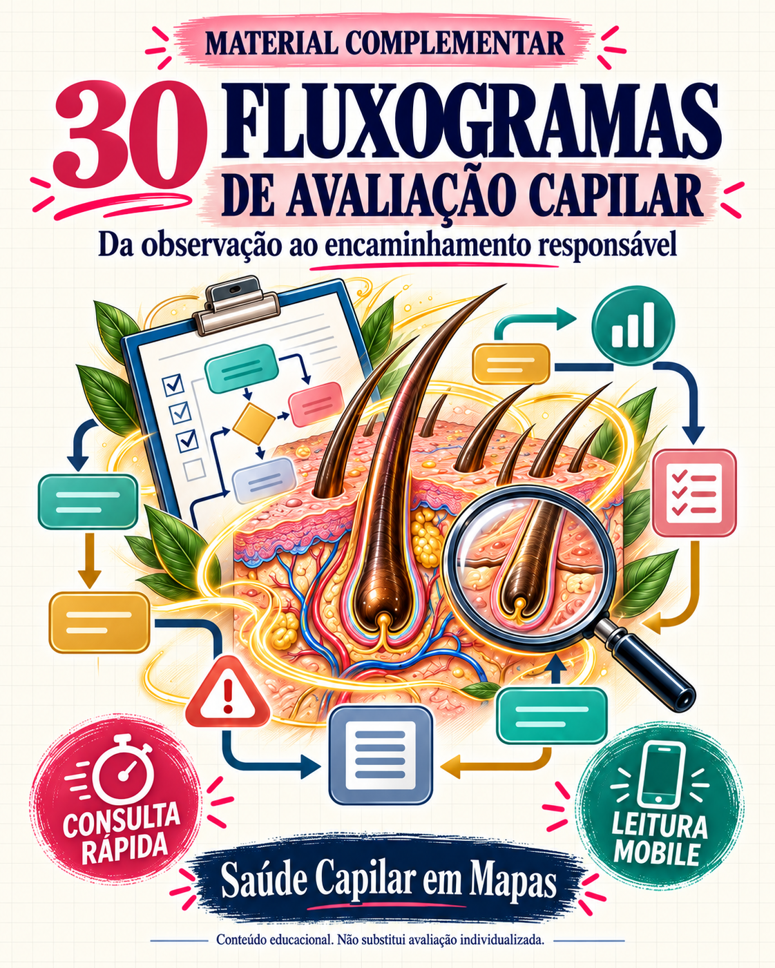 Mockup dos 30 Fluxogramas de Avaliação Capilar